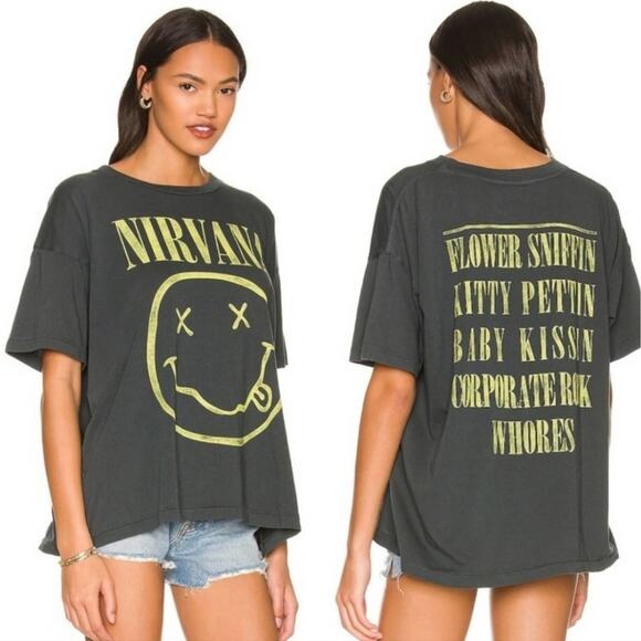 NWT Daydreamer NIRVANA Smiley Tee 1X Plus Vintage Black Grunge Made USA - Picture 11 of 12